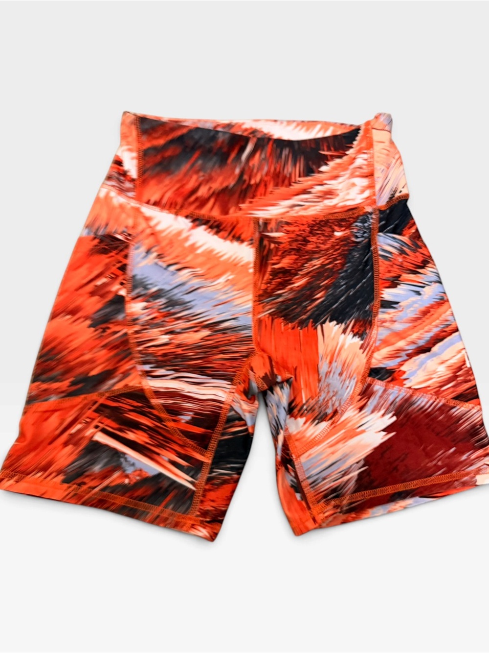 (Size M) Cycle House by Marika Abstract Feathery Print High-Waisted Biker Shorts